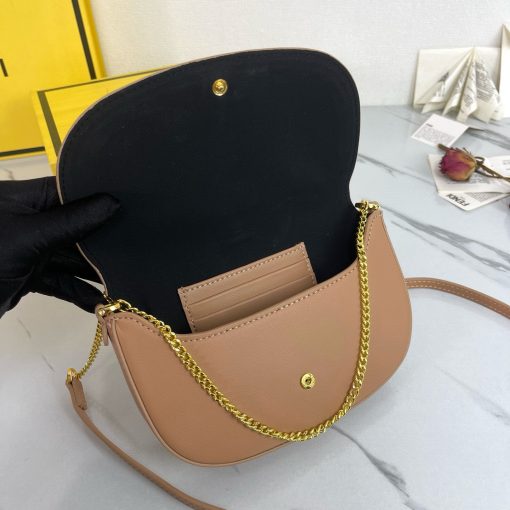FENDI C'mon Mini Saddle Bag - Tan - Image 6