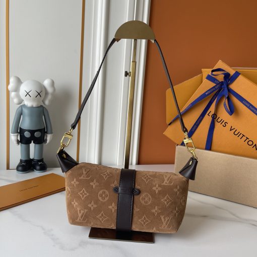 Louis Vuitton S-Lock East-West Baguette Bag Caramel Suede - Image 2