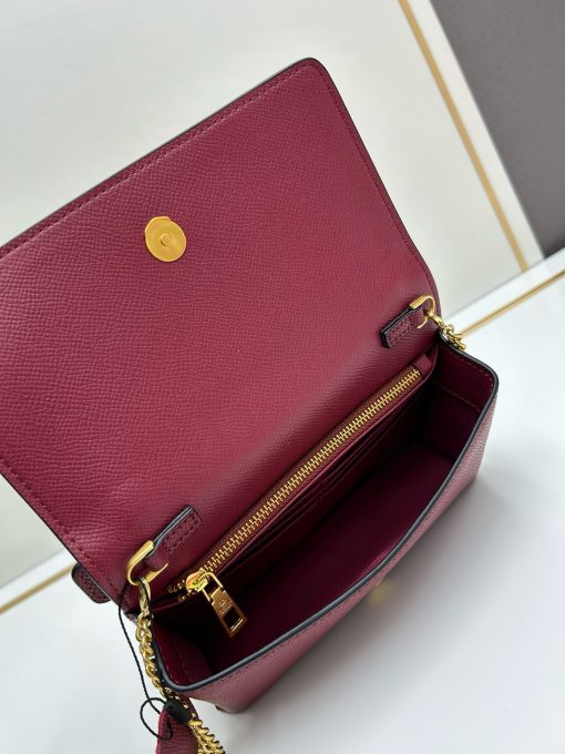 Valentino Garavani Locò Small Bag Burgundy Calfskin Gold Hardware - Image 5