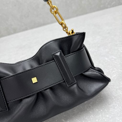 Balmain Anthem Belted Shoulder Bag Black Leather Gold Hardware - Image 7