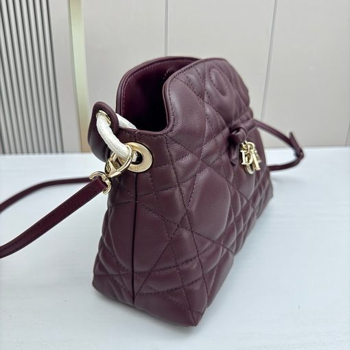 Dior Jolie Top Handle Bag Burgundy Cannage Lambskin - Image 3