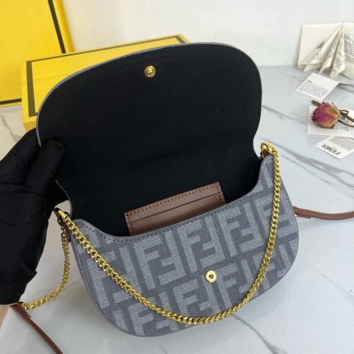 FENDI C'mon Mini Saddle Bag - Blue Denim - Image 4