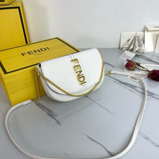 FENDI C'mon Mini Saddle Bag - White - Image 2