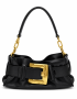 Balmain Anthem Belted Shoulder Bag Black Leather Gold Hardware