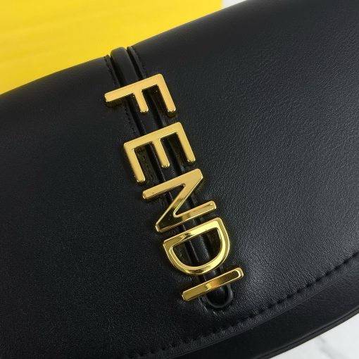 FENDI C'mon Mini Saddle Bag - Black - Image 9