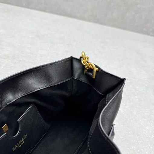 Balmain Anthem Belted Shoulder Bag Black Leather Gold Hardware - Image 5