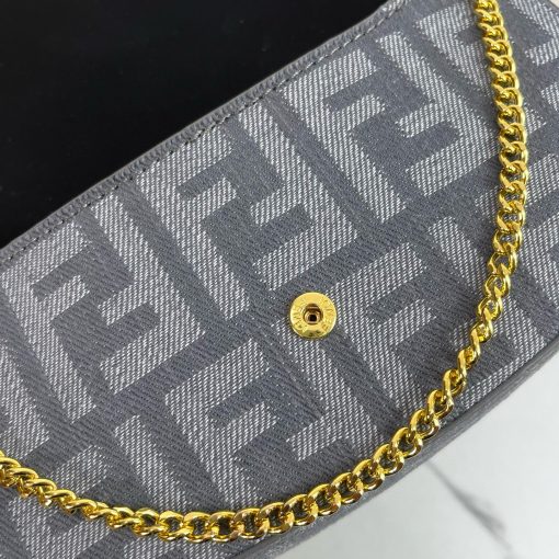FENDI C'mon Mini Saddle Bag - Blue Denim - Image 8