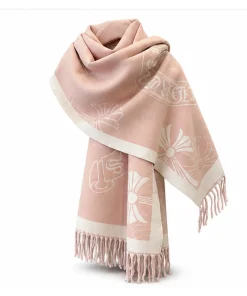 Chrome Hearts Cashmere Scarf Pink Floral Cross