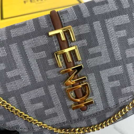 FENDI C'mon Mini Saddle Bag - Blue Denim - Image 7