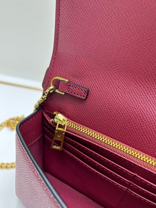 Valentino Garavani Locò Small Bag Burgundy Calfskin Gold Hardware - Image 8