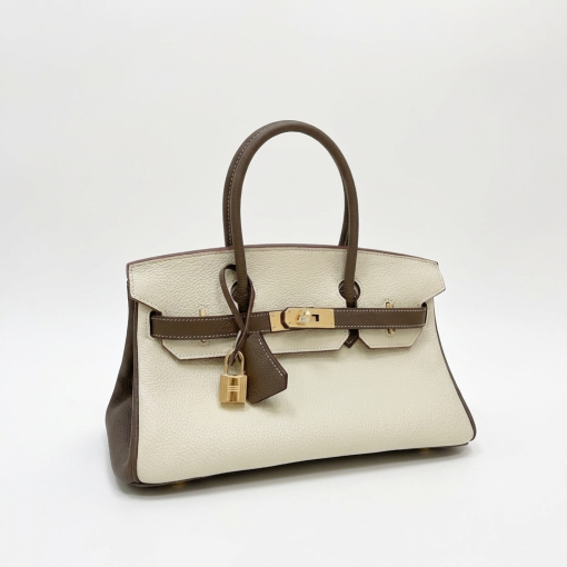 H Shoulder Birkin Craie and Etoupe Togo Gold Hardware - Image 2