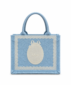 Dior Mini Book Tote - Light Blue Oblique Cameo Embroidery